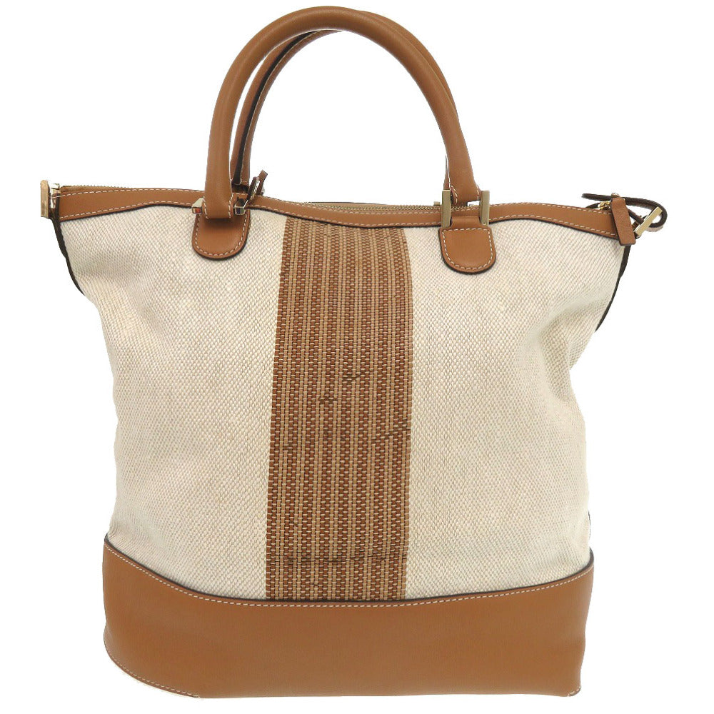 Delvaux Tote Bag Leather, Cotton Canvas Brown Everyday Bag Women