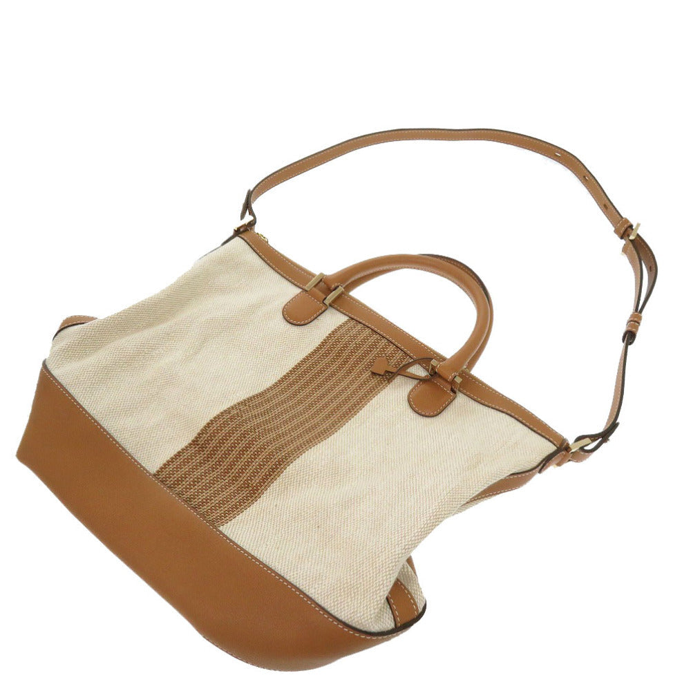 Delvaux Tote Bag Leather, Cotton Canvas Brown Everyday Bag Women