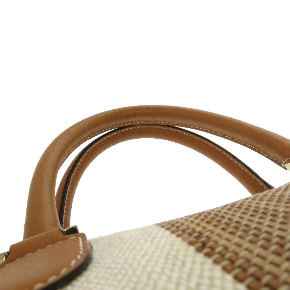 Delvaux Tote Bag Leather, Cotton Canvas Brown Everyday Bag Women
