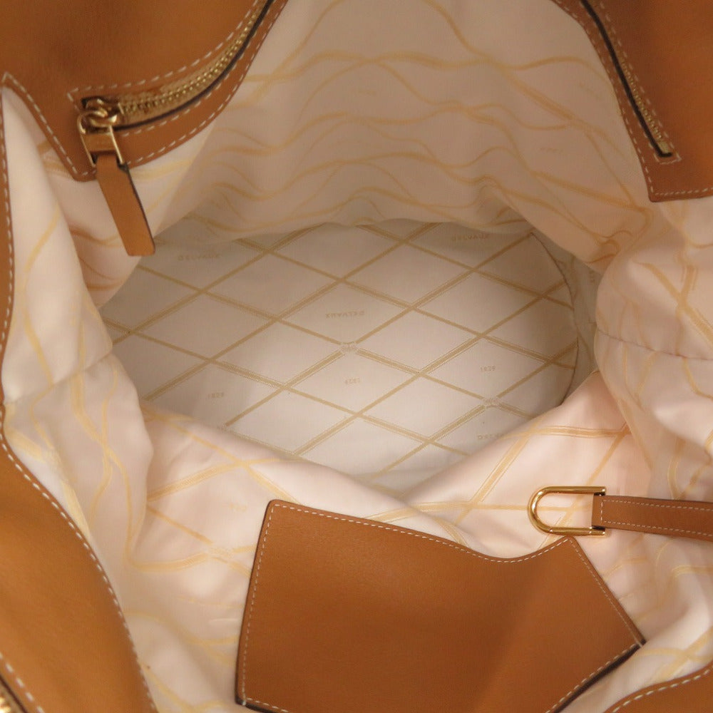 Delvaux Tote Bag Leather, Cotton Canvas Brown Everyday Bag Women
