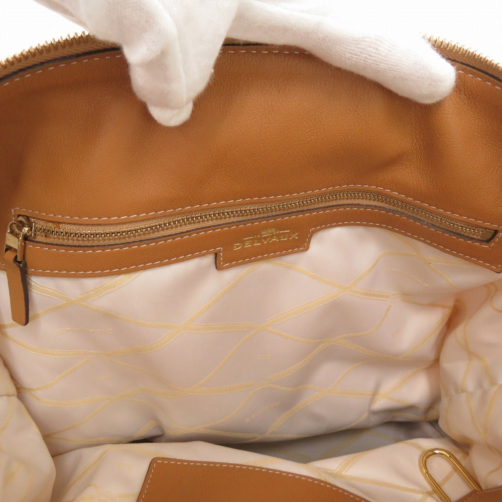Delvaux Tote Bag Leather, Cotton Canvas Brown Everyday Bag Women