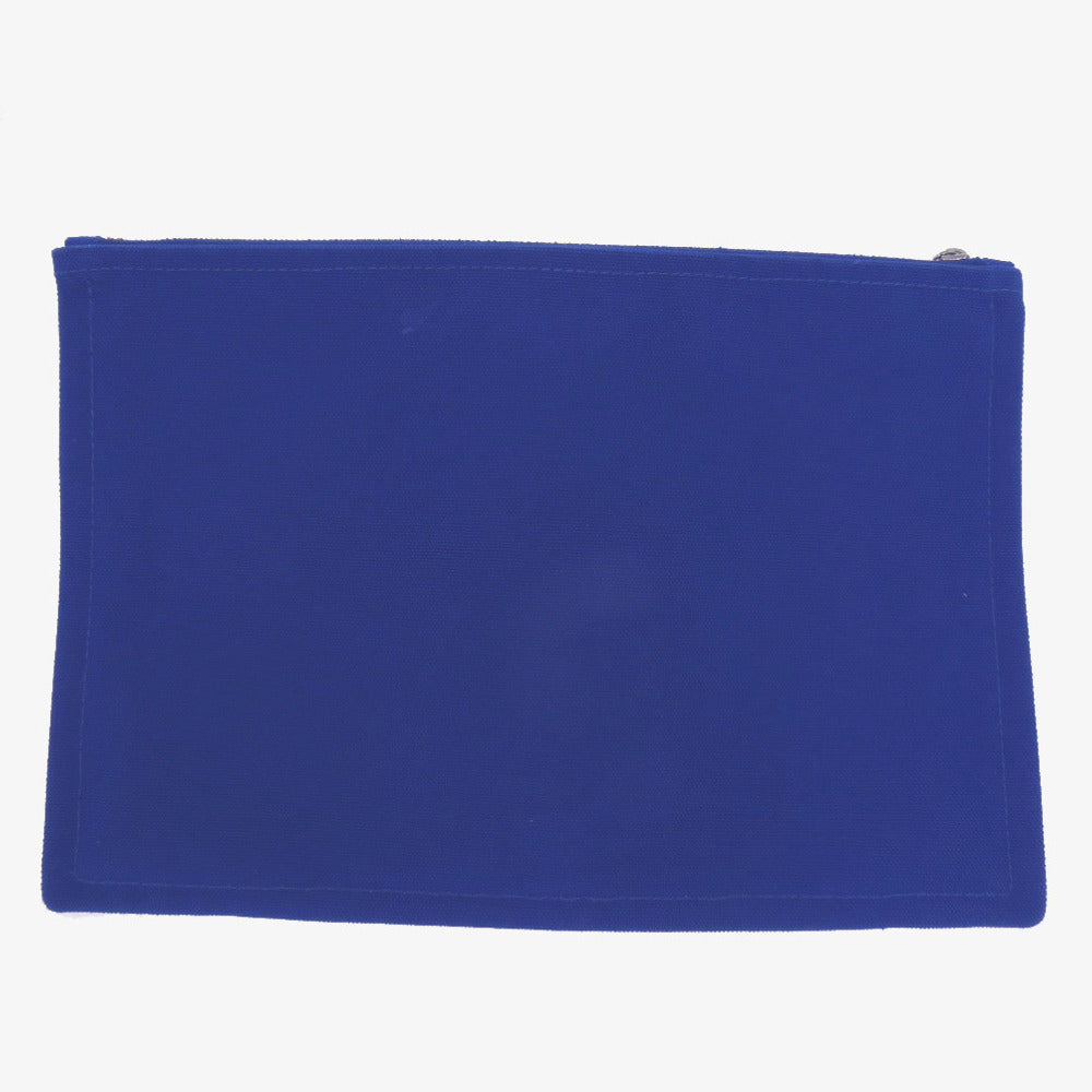 Hermes Pouch Cotton Canvas Blue Flat Pouch Mm Women