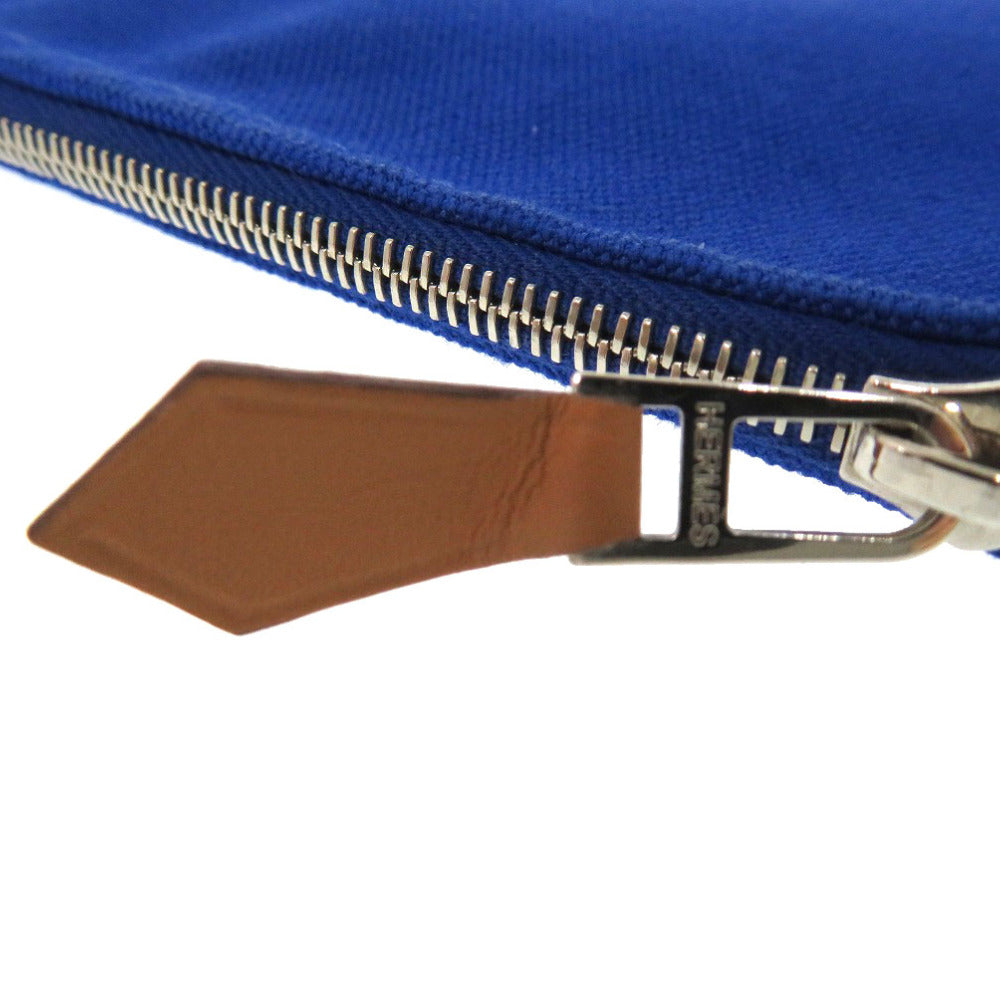 Hermes Pouch Cotton Canvas Blue Flat Pouch Mm Women