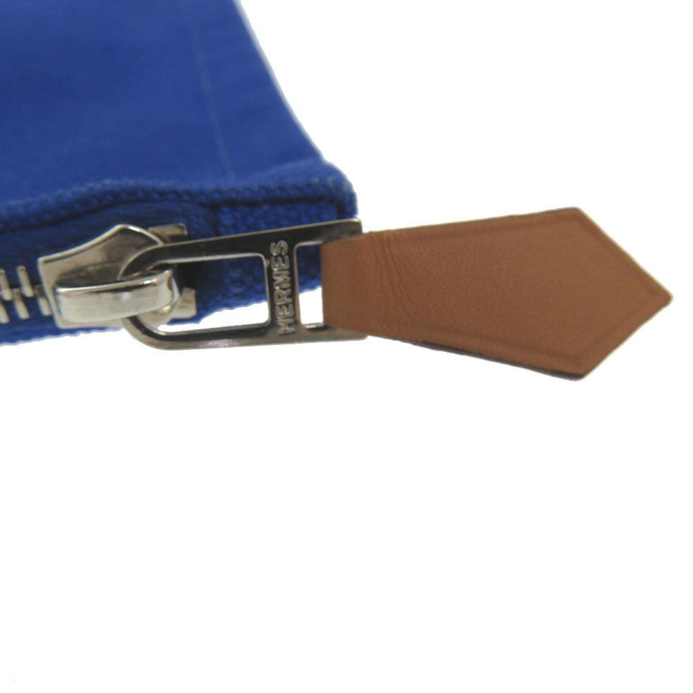 Hermes Pouch Cotton Canvas Blue Flat Pouch Mm Women