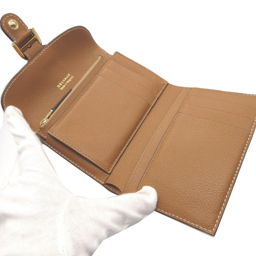 Delvaux Tri-Fold Wallet Ab0493Aauo Leather Brown Brillon Women Secondhand
