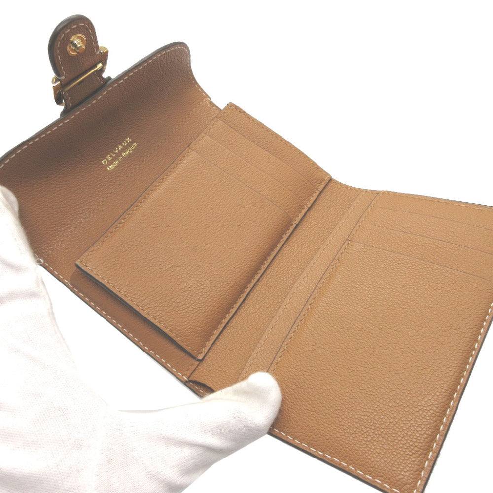 Delvaux Tri-Fold Wallet Ab0493Aauo Leather Brown Brillon Women Secondhand