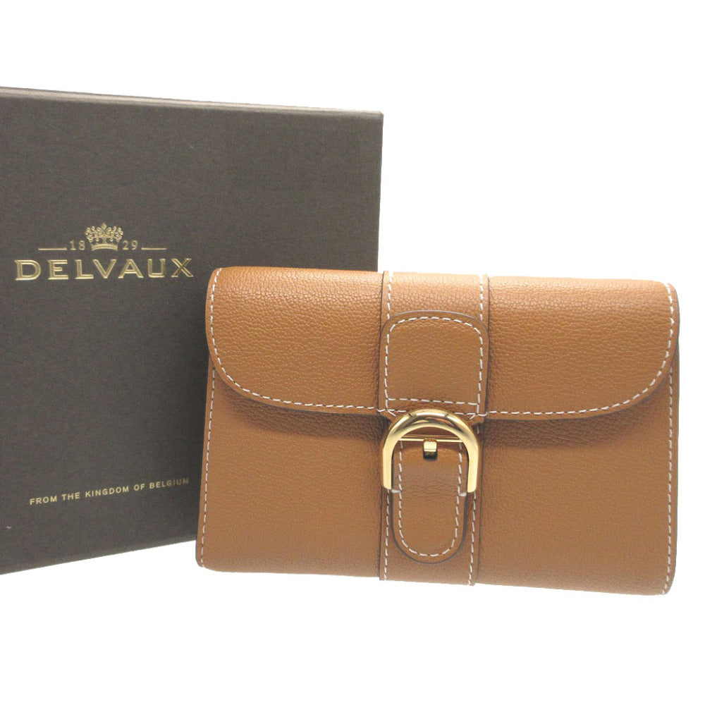 Delvaux Tri-Fold Wallet Ab0493Aauo Leather Brown Brillon Women Secondhand