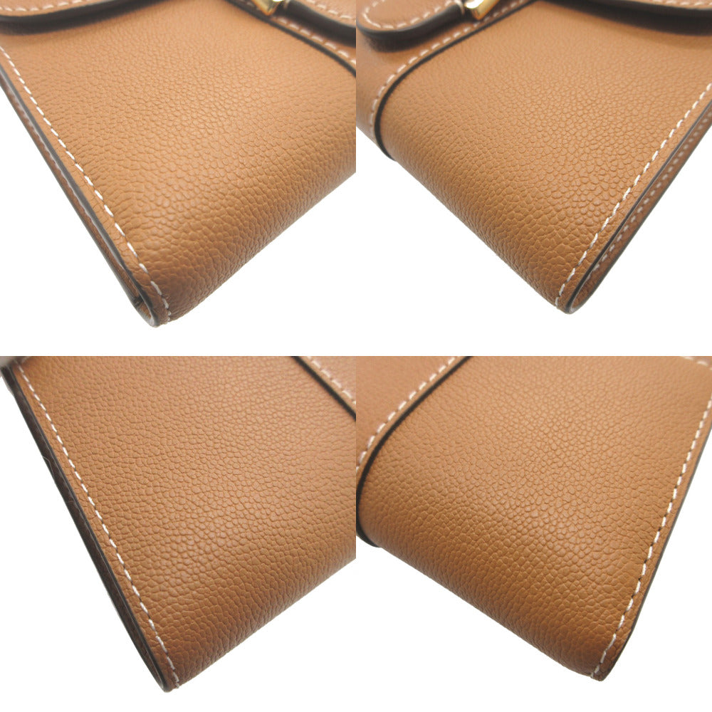 Delvaux Tri-Fold Wallet Ab0493Aauo Leather Brown Brillon Women Secondhand