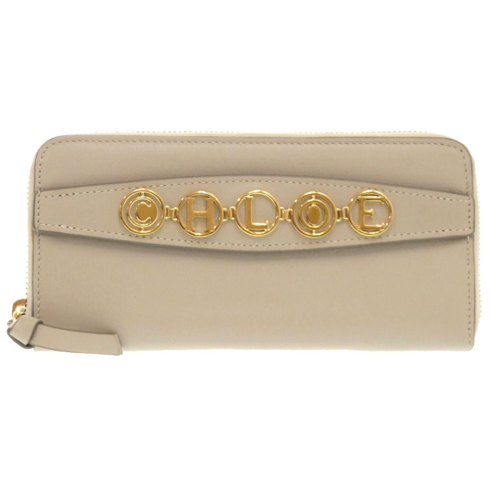 Chloe Long Wallet Purse Leather Beige Women