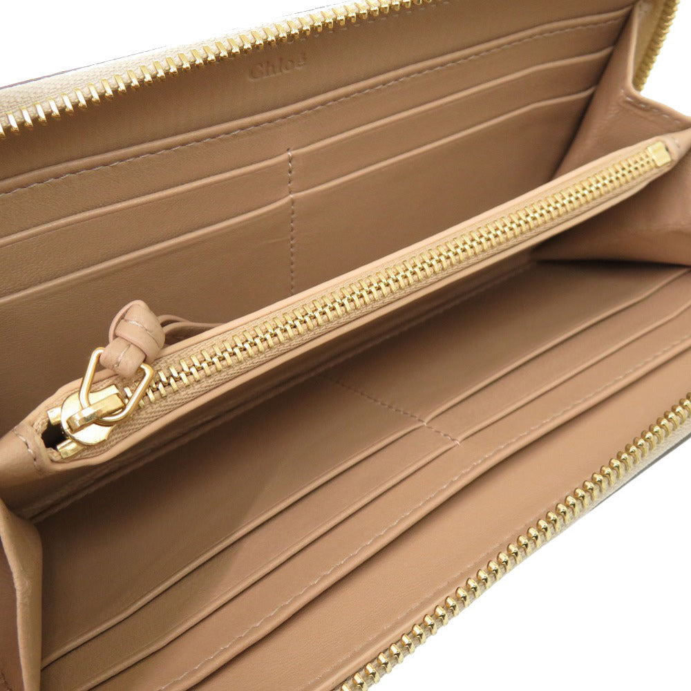 Chloe Long Wallet Purse Leather Beige Women