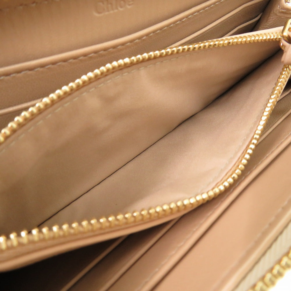 Chloe Long Wallet Purse Leather Beige Women
