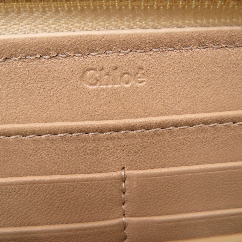 Chloe Long Wallet Purse Leather Beige Women