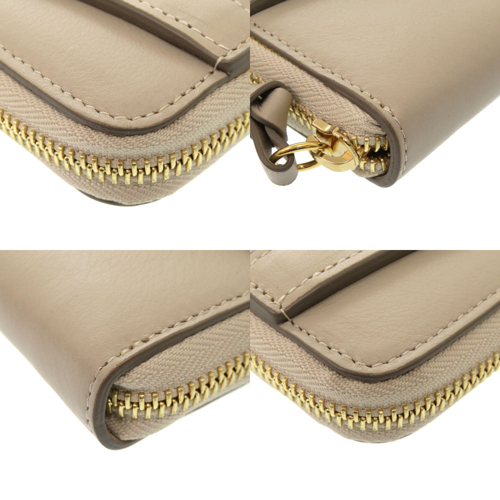 Chloe Long Wallet Purse Leather Beige Women