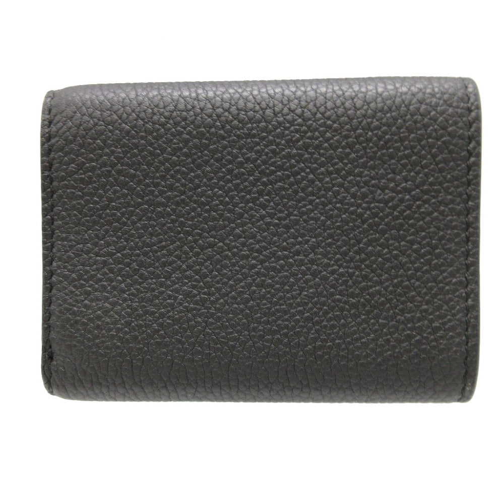 Fendi Tri-Fold Wallet 7M0280 Leather Black Compact Wallet Signature Logo Mens Secondhand