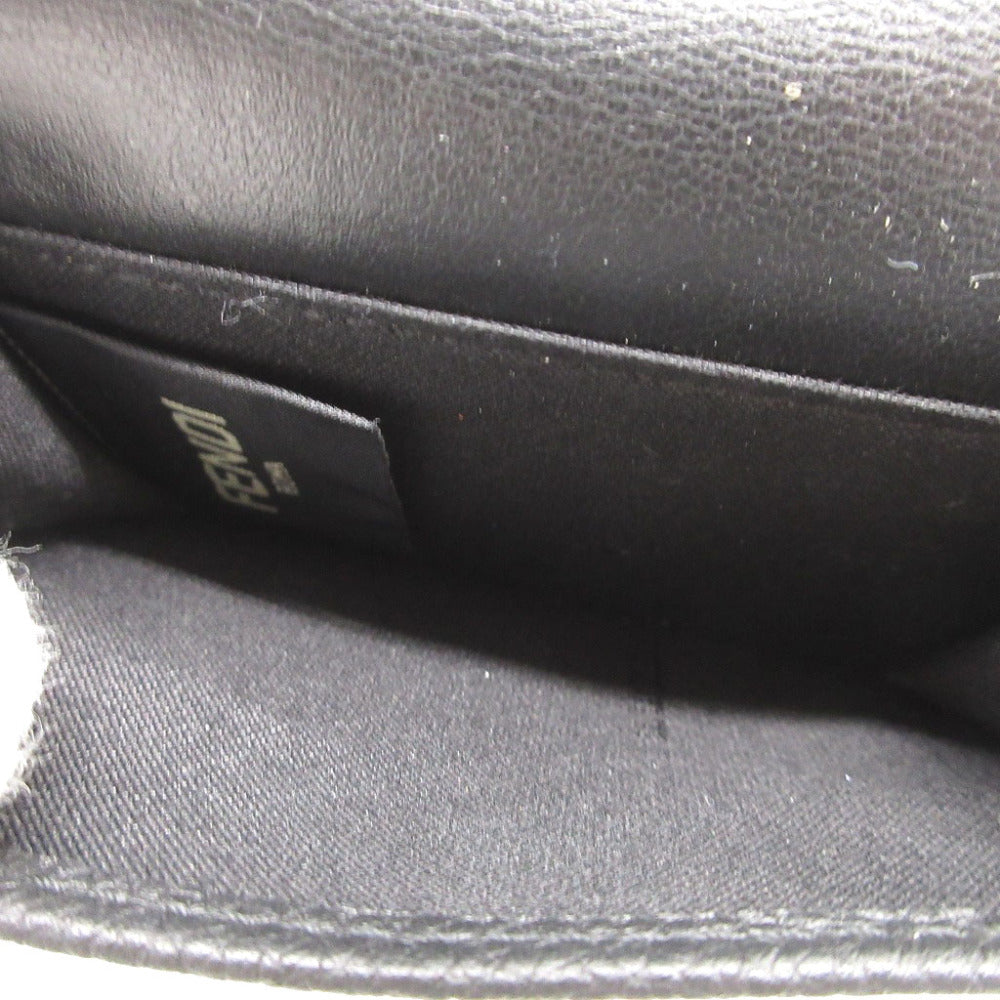 Fendi Tri-Fold Wallet 7M0280 Leather Black Compact Wallet Signature Logo Mens Secondhand