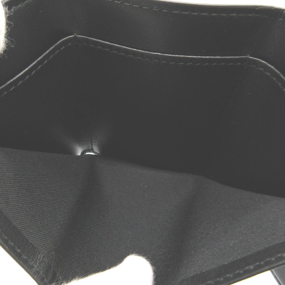 Fendi Tri-Fold Wallet 7M0280 Leather Black Compact Wallet Signature Logo Mens Secondhand