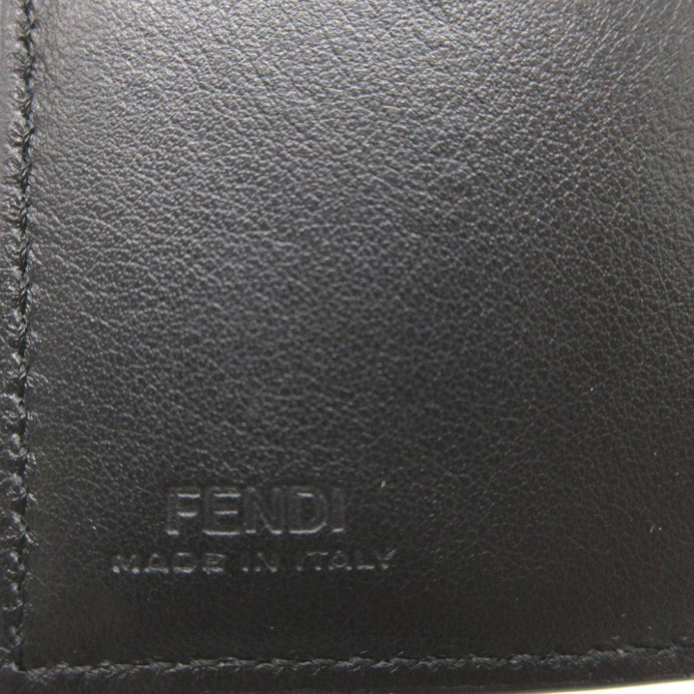 Fendi Tri-Fold Wallet 7M0280 Leather Black Compact Wallet Signature Logo Mens Secondhand