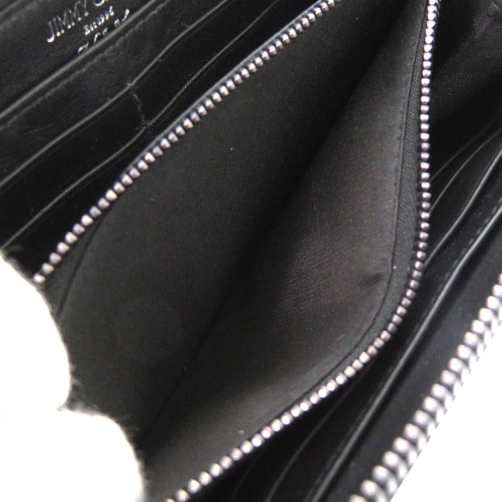 Jimmy Choo Long Wallet Purse Leather Gray Star Studs Women