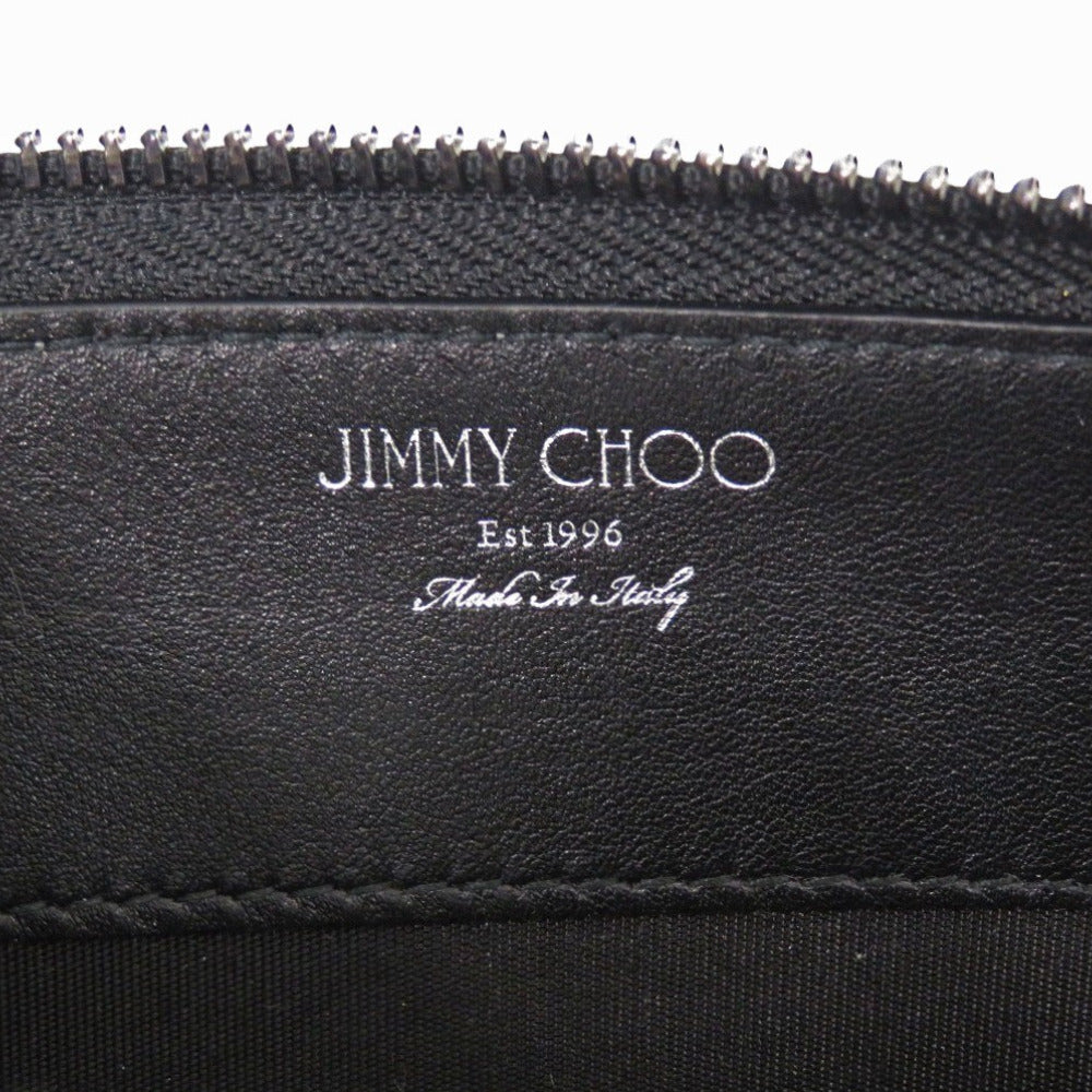 Jimmy Choo Long Wallet Purse Leather Gray Star Studs Women