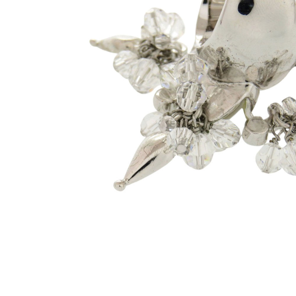 Christian Dior Ring Metal, Crystal Silver Vintage Flower Motif Women 9