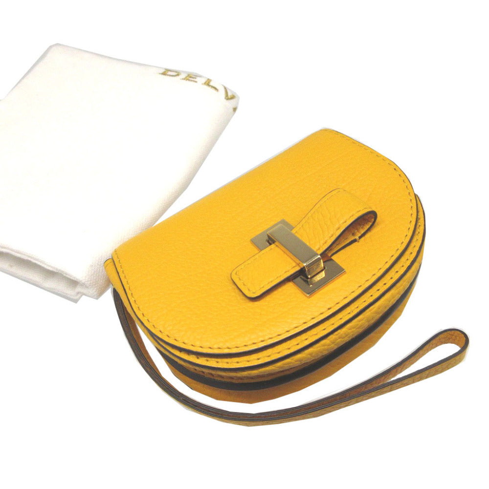 Delvaux Coin Case Leather Yellow Wallet Women