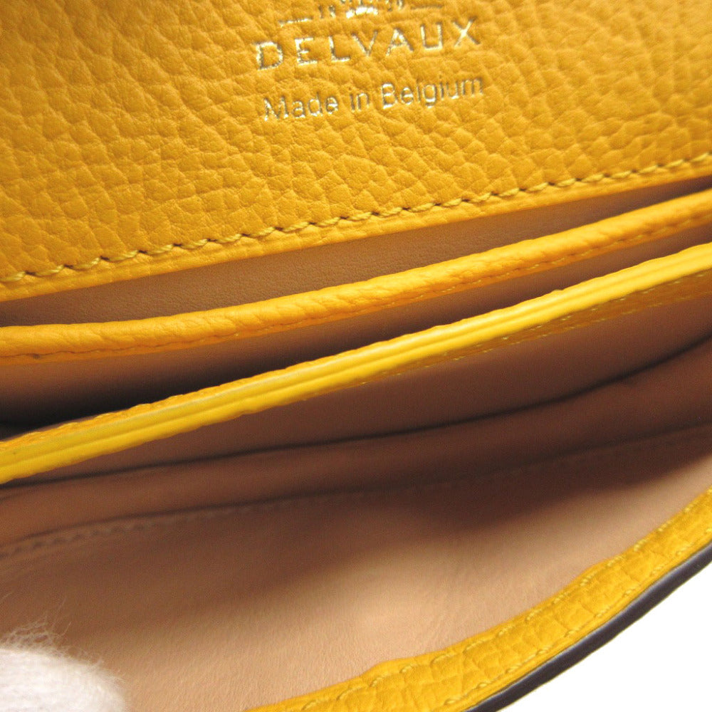 Delvaux Coin Case Leather Yellow Wallet Women