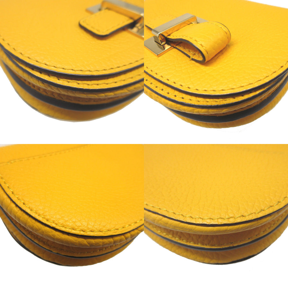 Delvaux Coin Case Leather Yellow Wallet Women