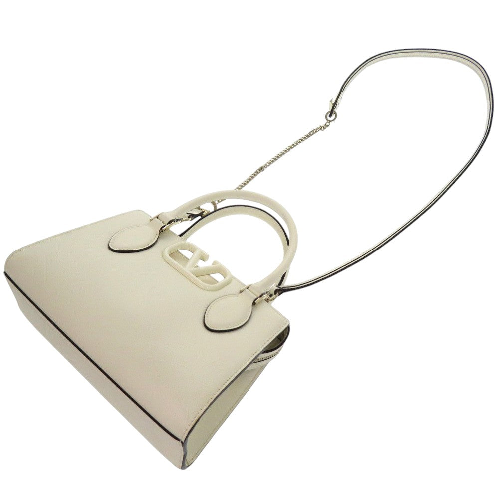 Valentino Handbag Leather Ivory V-Sling 2Way Handbag Women