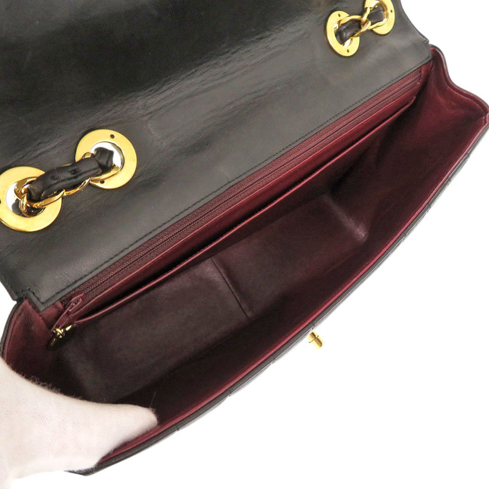 Chanel Shoulder Bag Lambskin Black Mademoiselle Deca Matelasse Coco Mark Women