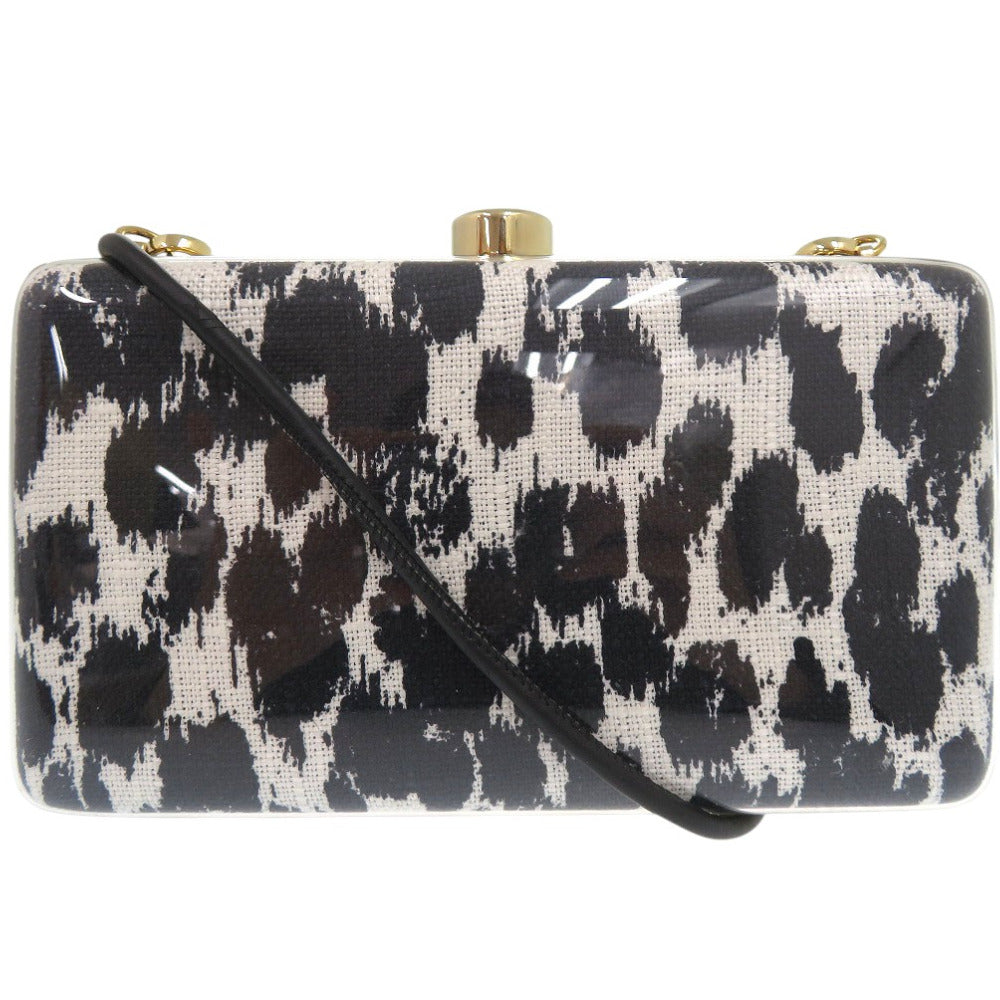 Stella Mccartney Shoulder Bag Plastic Black Leopard Pattern 2Way Clutch Bag Animal Pattern Women
