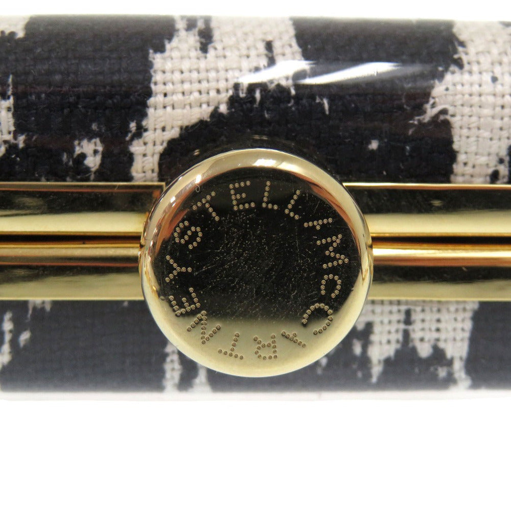 Stella Mccartney Shoulder Bag Plastic Black Leopard Pattern 2Way Clutch Bag Animal Pattern Women