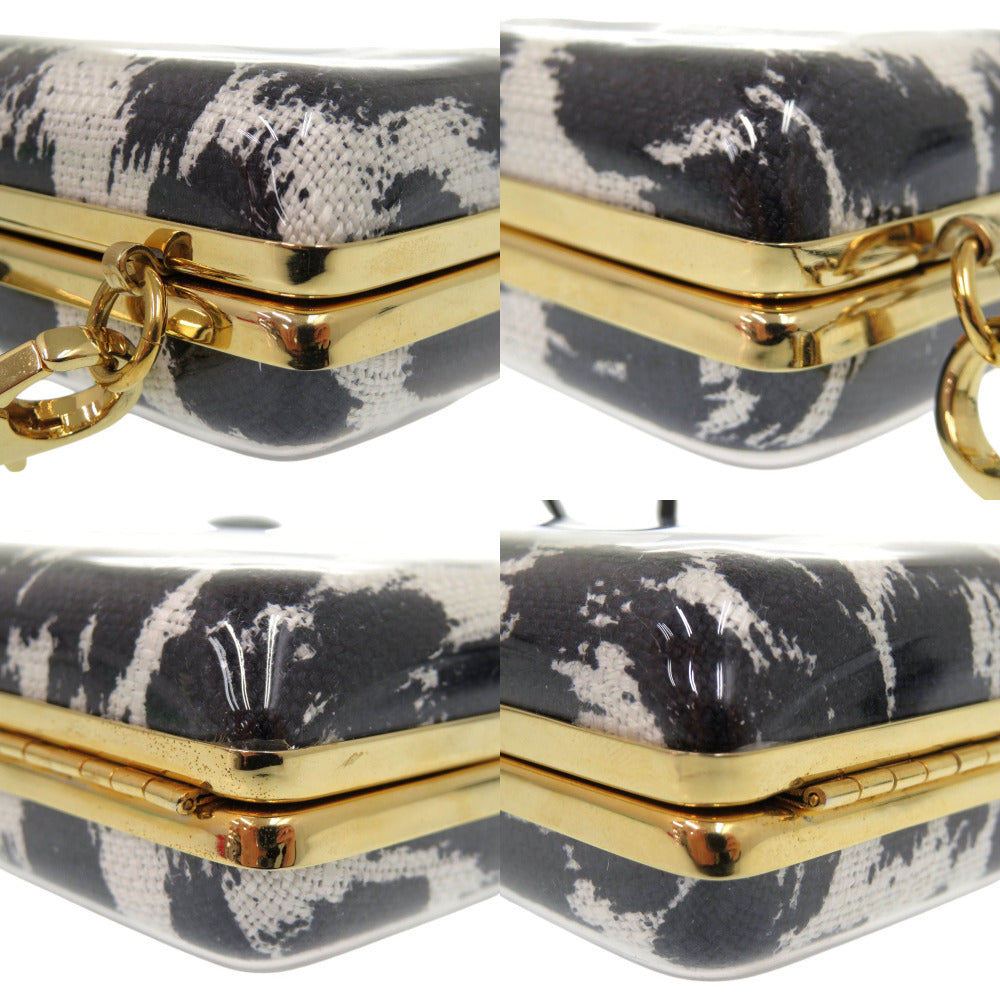 Stella Mccartney Shoulder Bag Plastic Black Leopard Pattern 2Way Clutch Bag Animal Pattern Women