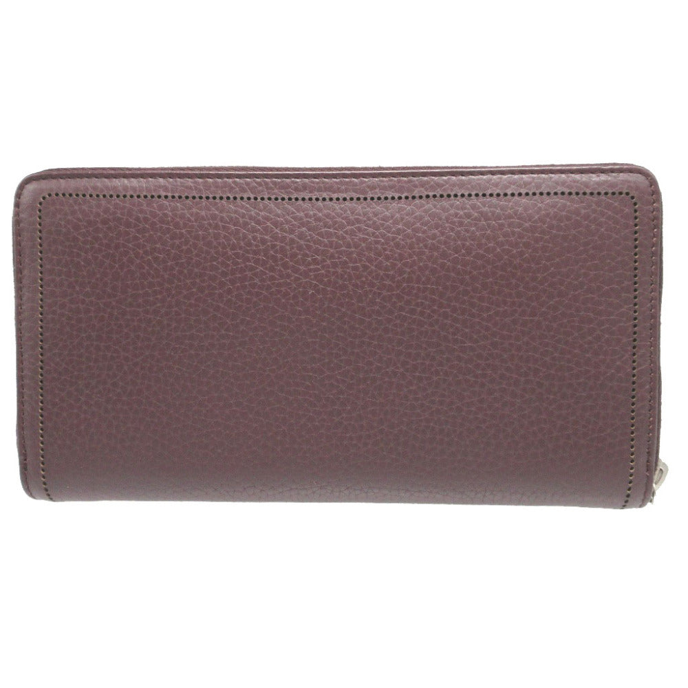 Balenciaga Long Wallet Purse 443521 Leather Brown Zip Around Blackout Women(Unisex)