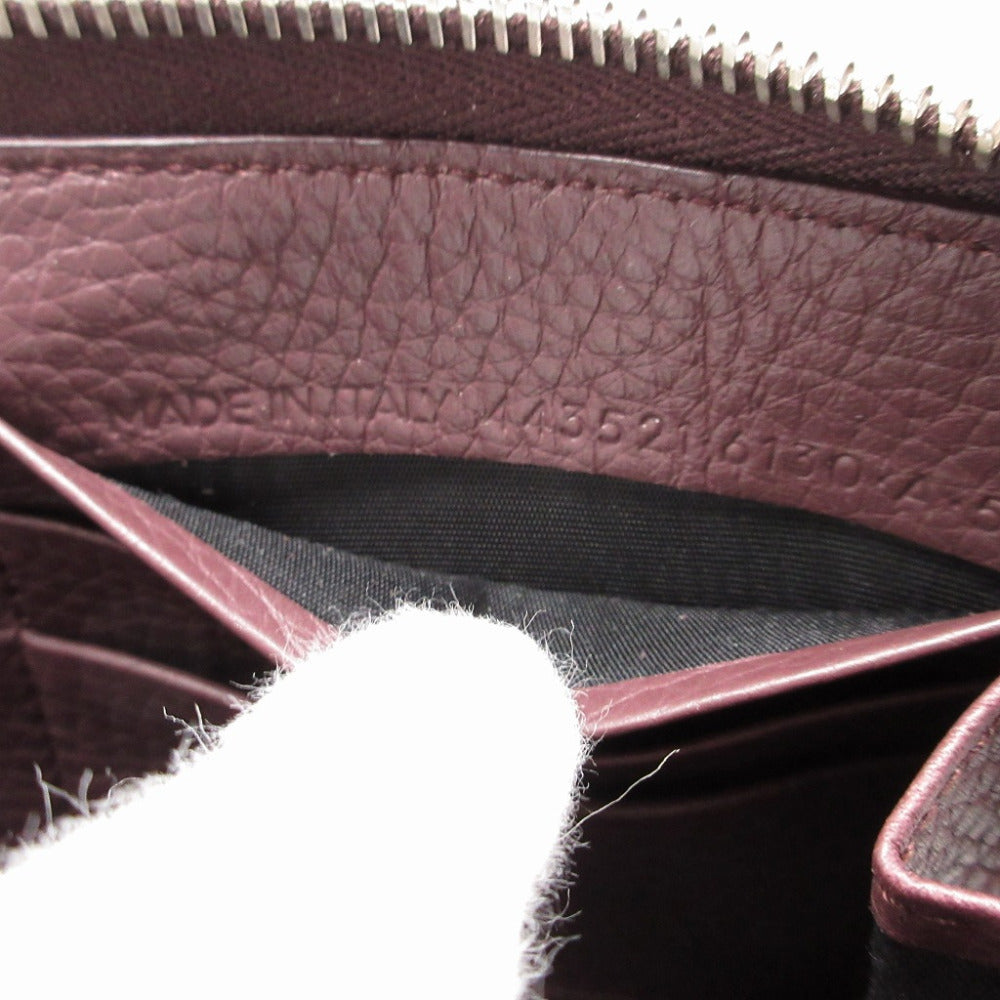 Balenciaga Long Wallet Purse 443521 Leather Brown Zip Around Blackout Women(Unisex)