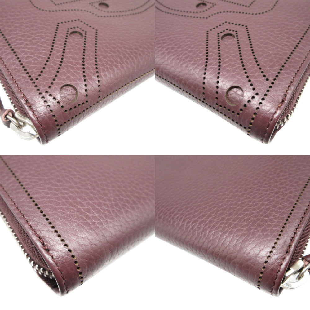 Balenciaga Long Wallet Purse 443521 Leather Brown Zip Around Blackout Women(Unisex)