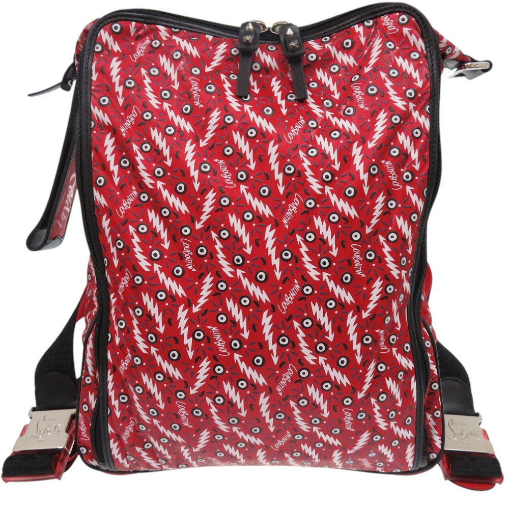 Christian Louboutin Backpack Calfskin Red Hop'N Zip Graphic Print Backpack Women