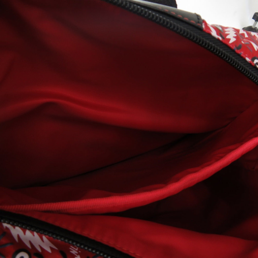 Christian Louboutin Backpack Calfskin Red Hop'N Zip Graphic Print Backpack Women