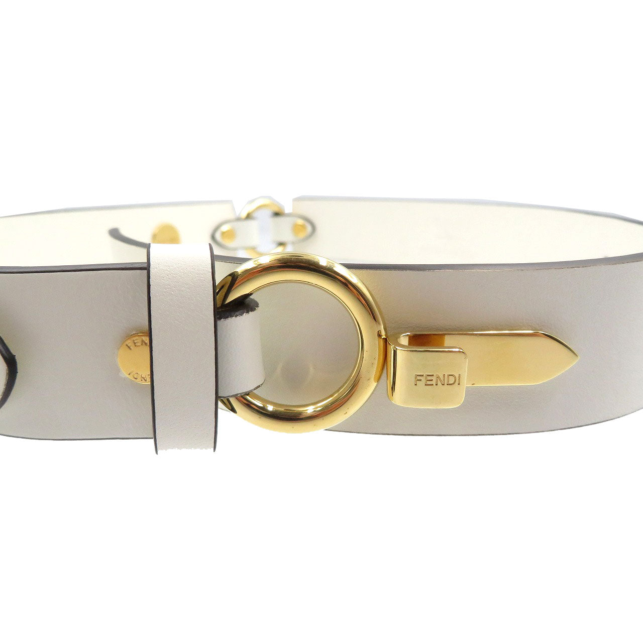 Fendi Belt 8C0662 Leather, Metal White Women 65/26