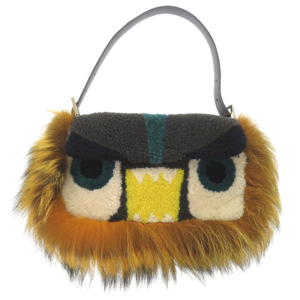 Fendi Handbag 8Br600 Fox, Mouton Yellow Mamma Bucket Monster Unisex(Unisex)