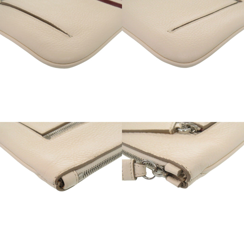 Bally Clutch Bag Talker.Tsp Leather White Unisex(Unisex)