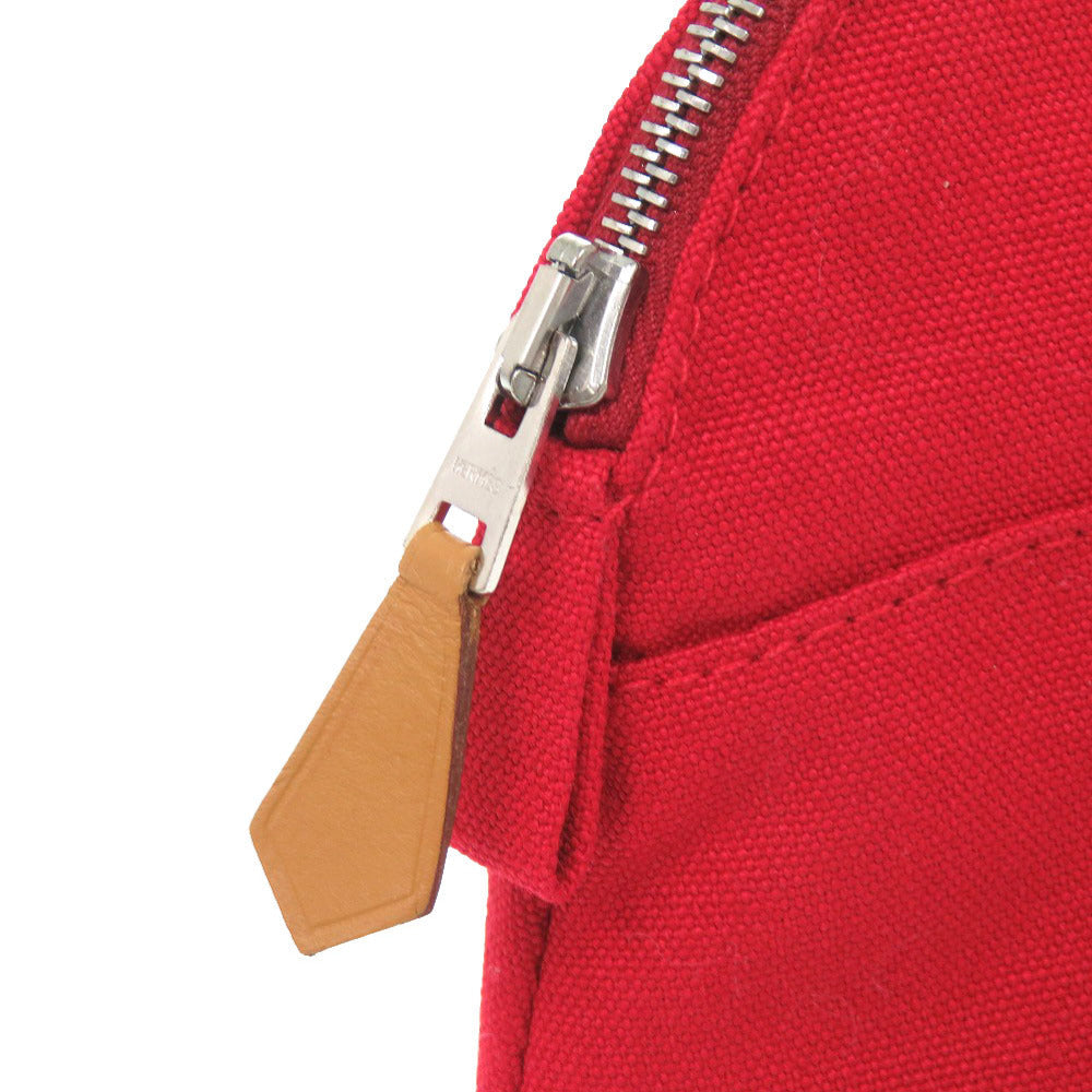 Hermes Pouch Canvas Red Bored Pouch 20 Women