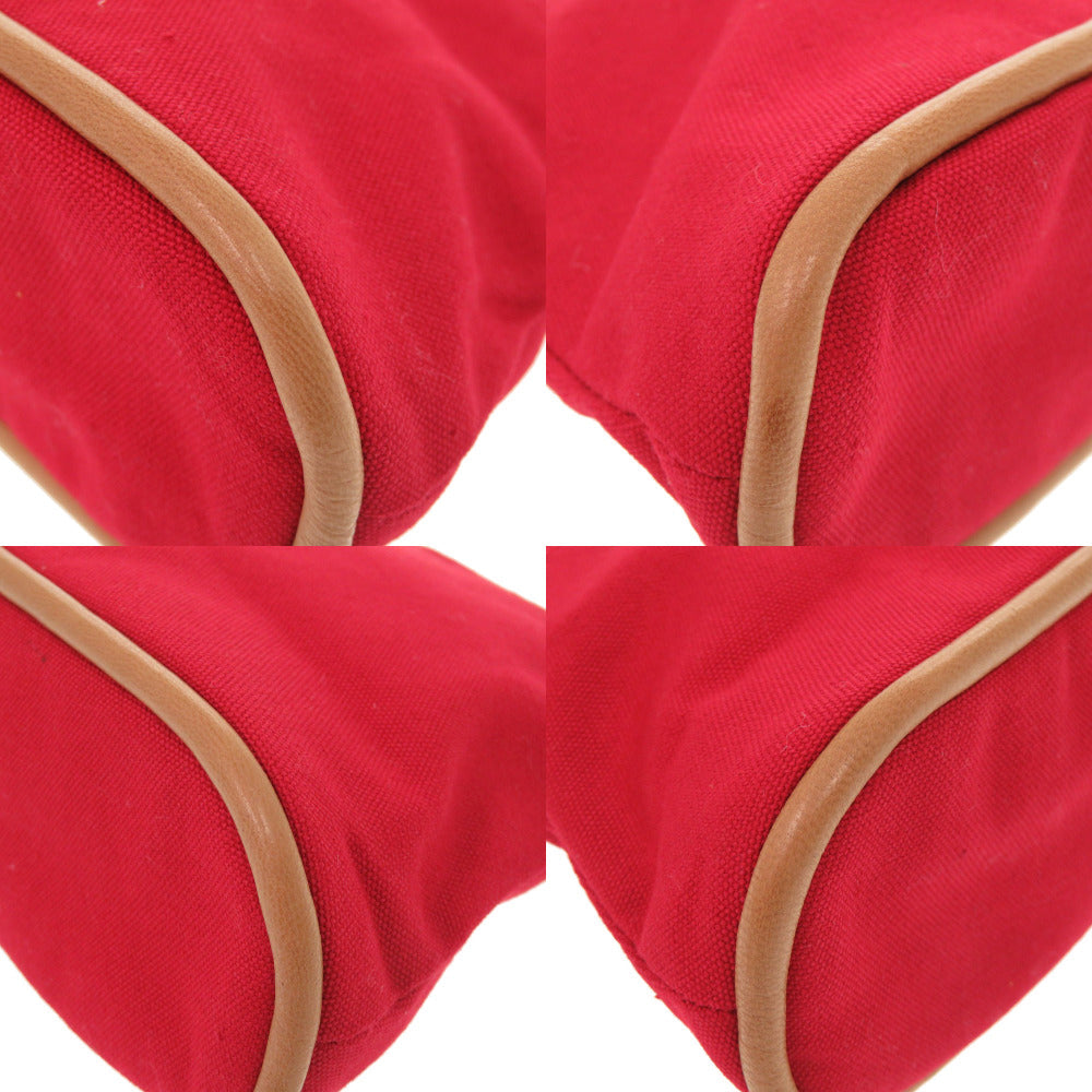 Hermes Pouch Canvas Red Bored Pouch 20 Women
