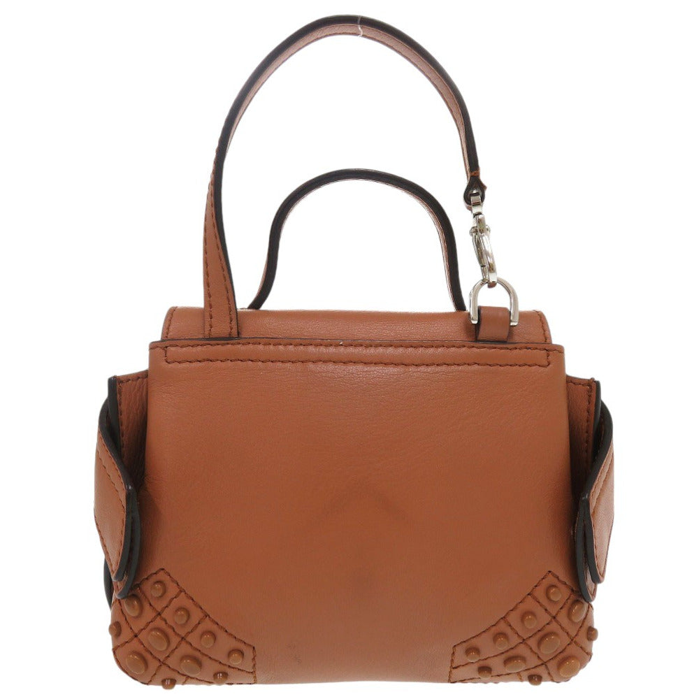 Todfs Handbag Leather Brown 2Way Micro Wave Bag Shoulder Bag Crossbody Women