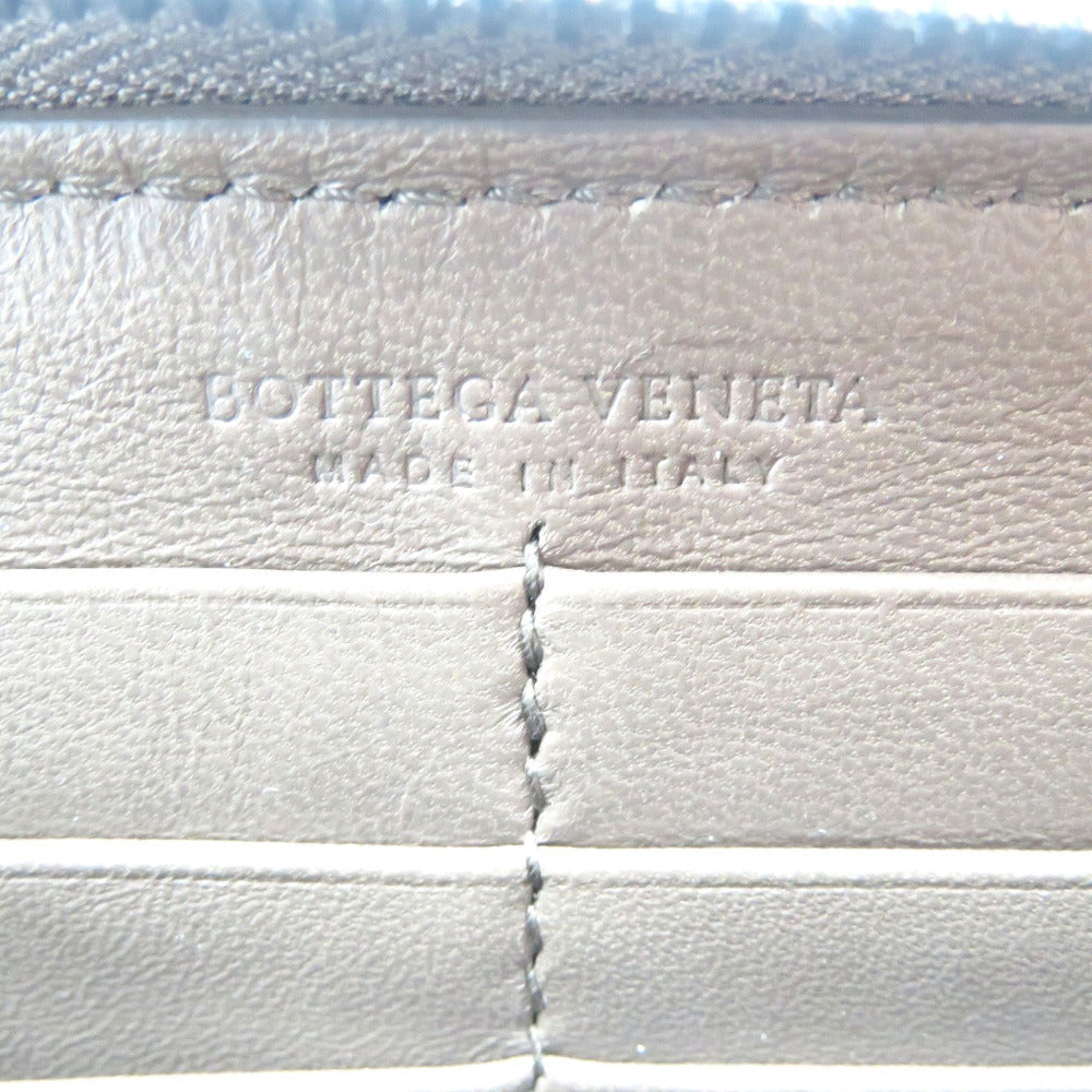 Bottegaveneta Long Wallet Purse Leather Brown Zip Around Intrecciato Mens