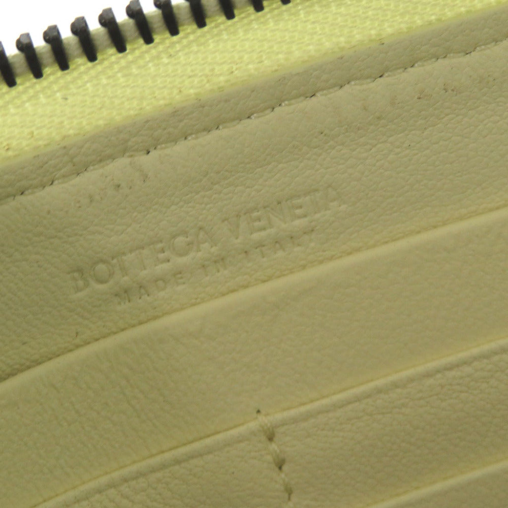 Bottegaveneta Long Wallet Purse Leather Yellow Intrecciato Women