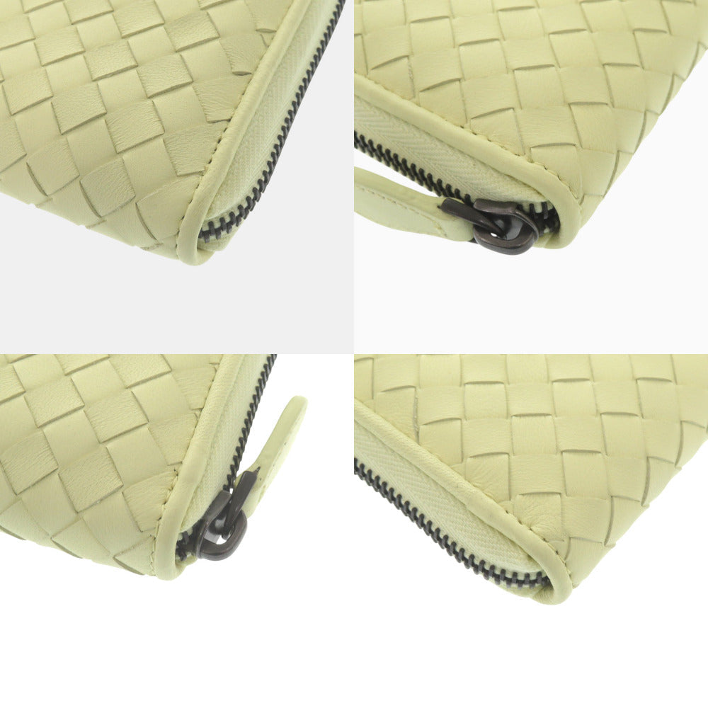 Bottegaveneta Long Wallet Purse Leather Yellow Intrecciato Women