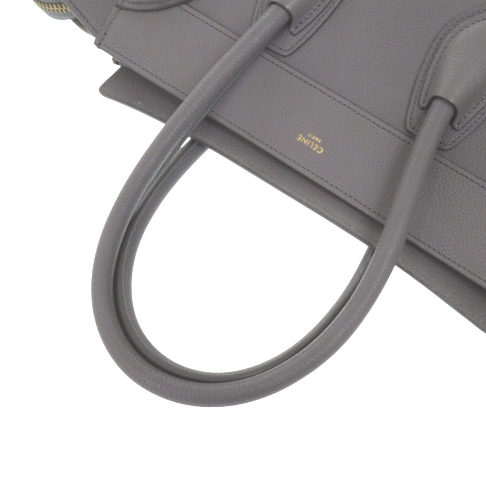 Celine Handbag Leather Gray Luggage Micro Shopper Women