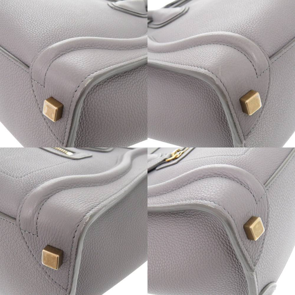 Celine Handbag Leather Gray Luggage Micro Shopper Women