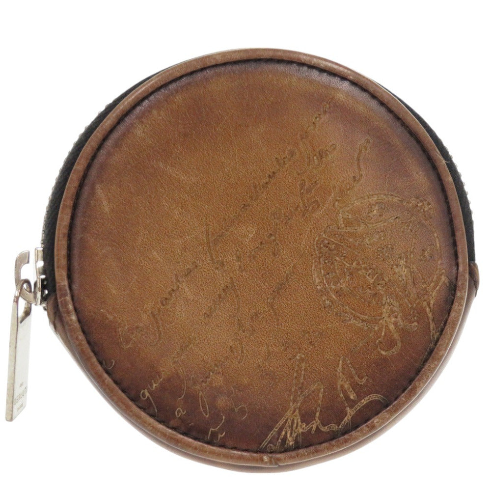 Berluti Coin Case E0231 Leather Brown Calligraphy Mens