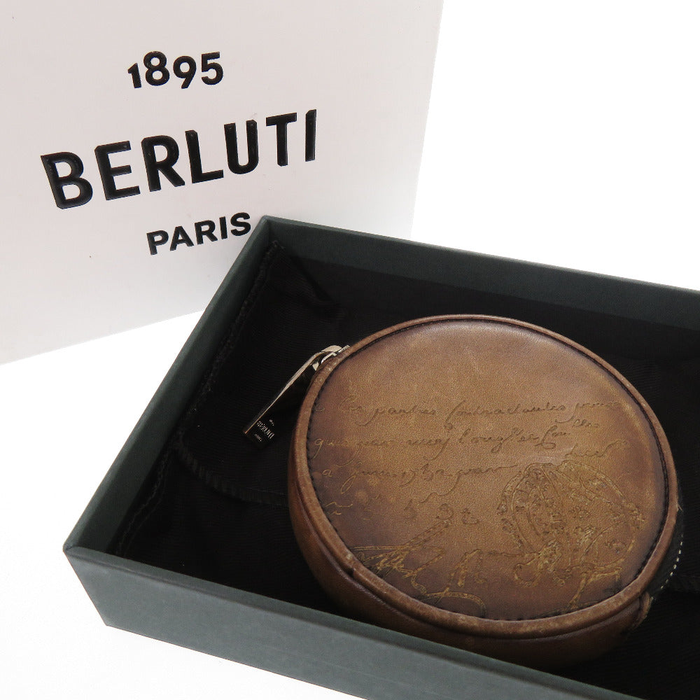 Berluti Coin Case E0231 Leather Brown Calligraphy Mens
